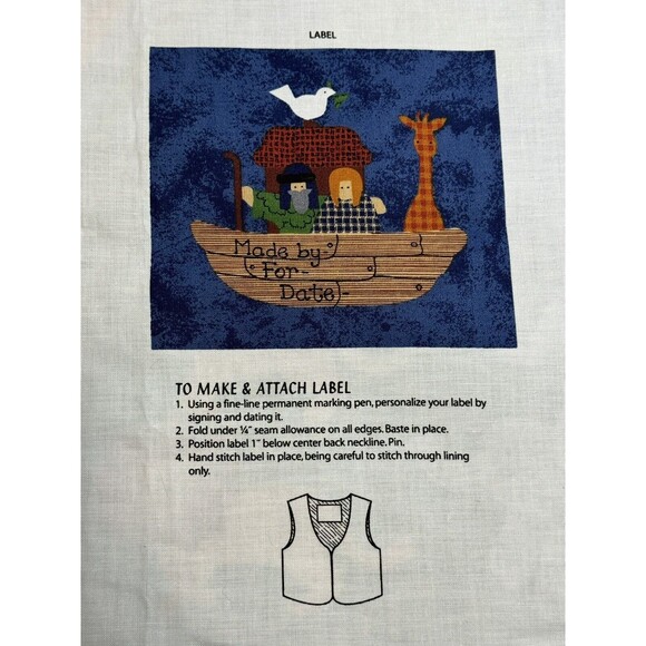 Noah’s Ark Christian Kids Vest Cut Sew Panel Sz  XS6, S8, M10, L12 Dreamspinners - Picture 3 of 10